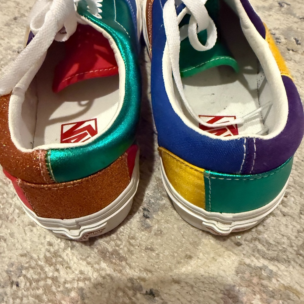 Vans Old Skool Pride Rainbow Patchwork Glitter Men 7 / Women 8.5 Near New - Picture 6 of 7